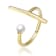 Asymmetrical Pear Shape Pearl Open Ring In 14K Gold Over Brass