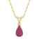 7x5mm Pear Shape Ruby with Diamond Accent 14k Yellow Gold Pendant With Chain