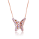 Multi-Color CZ Butterfly Station Necklace In 18K Rose Gold Over Sterling Silver