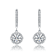 CZ Leverback Drop Earrings In Rhodium Over Brass