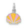 Rhodium Over Sterling Silver Pink and Orange Enameled Shell Children's Pendant