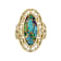 Multi-Color Blended Turquoise Oval Solitaire Ring In 18K Gold Over
Sterling Silver 20x8mm