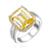 Citrine Color CZ Triple Halo Cocktail Ring In Sterling Silver
