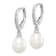 Rhodium Over Sterling Silver White 7-8mm Freshwater Cultured Pearl and
CZ Leverback Earrings