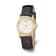 Charles Hubert Ladies IP Plated Crystal Bezel Black Leather Watch