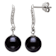 Black Cultured Freshwater Pearl & Lab Created Sapphire Rhodium Over
Sterling Silver Earrings