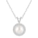 7mm Cultured Freshwater Pearl 1/8 ctw Diamond Rhodium Over Sterling
Silver Halo Pendant with Chain