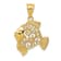 14k Yellow Gold Textured Filigree Fish Pendant