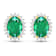 2.0ctw 14K Yellow Gold  Zambian Green Emerald and White Diamond Halo Earrings