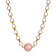 Yellow Base Metal Peach Faux Pearl Bead Necklace 16 inch