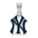 Rhodium Over Sterling Silver MLB New York Yankees LogoArt Enameled Pendant