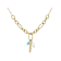 Turquoise Simulant And Freshwater Pearl Charm Necklace In Gold-Tone 18 Inch