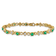 14k Yellow Gold and Rhodium Over 14k Yellow Gold Diamond and Emerald Bracelet