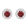 6mm Round Garnet 1/5 ctw Diamond Rhodium Over Sterling Silver Halo Stud Earrings