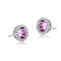 Pink CZ Halo Stud Earrings In Sterling Silver