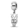 Rhodium Over Sterling Silver LogoArt Chi Omega Owl Charm on Bead