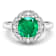 Green Emerald and White Diamond 14K White Gold Halo Ring 2.16 ctw
