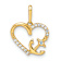 14k Yellow Gold Cubic Zirconia Heart with Anchor Pendant