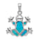 Rhodium Over Sterling Silver Blue Inlay Lab Created Opal Frog Pendant