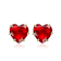Ruby Color CZ Heart Shape Stud Earrings In 14K Gold Over Brass