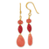14K Gold Over Sterling Silver Coral and Jadeite Dangle Earrings