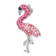 Rhodium Over Sterling Silver Polished Pink Crystal Flamingo Slide Pendant