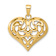 14k Yellow Gold 3D Polished Filigree Puffed Heart Pendant