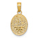 14k Yellow Gold Polished and Textured Small Fleur-De-Lis in Oval Pendant