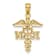 14k Yellow Gold Diamond-Cut, Textured and Polished RN Nurse Pendant