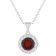 7mm Round Garnet and White Topaz Accent Rhodium Over Sterling Silver
Halo Pendant w/Chain