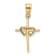 14K Yellow Gold Polished Double Hearts On Stick Cross Charm Pendant