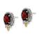 Sterling Silver with 14K Accent Antiqued Braided Oval Garnet Post Earrings