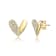 Pave CZ Heart Stud Earrings In 14K Gold Over Sterling Silver