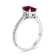 1.36ctw Diamond and Emerald Cut Ruby Engagement Ring 14k White Gold