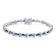 Sapphire Color CZ Tennis Bracelet In White Rhodium Over Brass