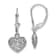 Rhodium Over 14k White Gold 3D Mini Diamond-cut Puffed Heart Dangle Earrings