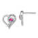 Rhodium Over 14K White Gold Pink Sapphire and Diamond Heart Earrings