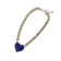 Blue Crystal Gold Tone Center Heart Pendant Necklace.