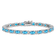 Rhodium Over 14k White Gold Oval Blue Topaz and Diamond Bracelet