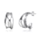 Wave Design Mini Huggie Earrings In Rhodium Over Brass