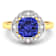 Violet Tanzanite and White Diamond 14K Yellow Gold Halo Ring 2.08 ctw