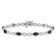 Rhodium Over 10k White Gold Amethyst and Diamond Infinity Bracelet