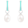 7.5-8mm White Cultured Freshwater Pearl and enamel green Rhodium Over
Sterling Silver Earrings