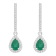 6x4mm Pear Shape Emerald 1/3 ctw Diamond Rhodium Over Sterling Silver
Halo Dangle Earrings