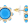 Turquoise Simulant Statement Stud Earrings In Gold Tone