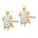 14k Yellow Gold Textured Crystal White Turtle Stud Earrings