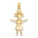 10K Yellow Gold Solid Polished Girl with Pig-Tails Charm