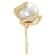 13-14mm Round White Freshwater Pearl with 0.48ctw Diamond 14K Yellow
Gold Ring