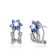 Sapphire Color CZ Flower Stud Earrings In Sterling Silver