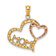 14K Tri-color Gold Diamond-Cut MOM in Heart with Heart Pendant
